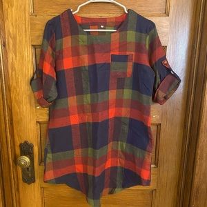 Plaid tunic dress with pockets!